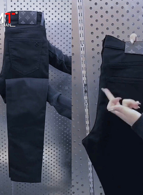 高端黑色牛仔裤男士2025新款春秋冬季潮牌修身休闲长裤子男款夏薄