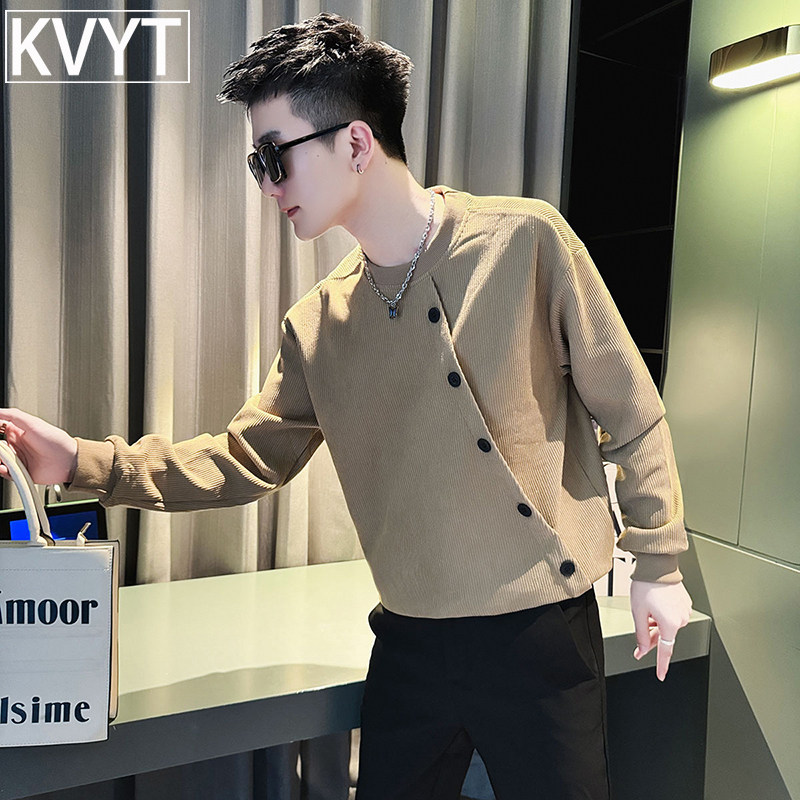 潮牌男士加绒卫衣2025年秋冬季新款高级感长袖T恤男装内搭打底衫