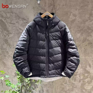 潮牌轻薄排骨羽绒服男士2025新款冬季加厚保暖白鸭绒痞帅外套男款