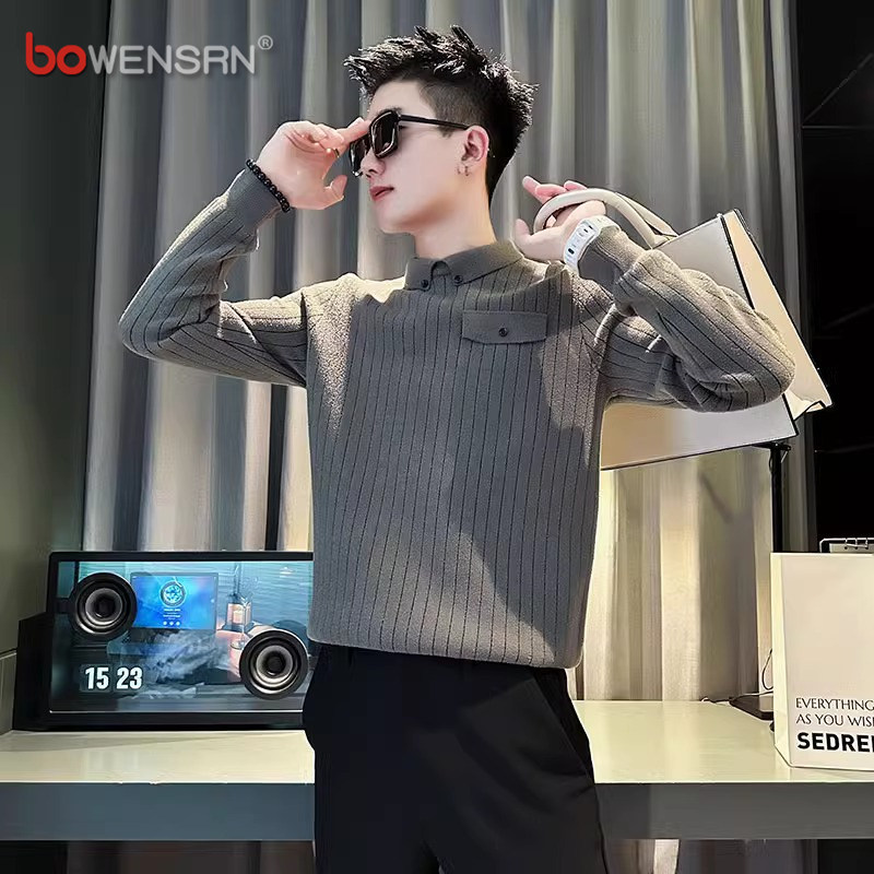 高端针织polo衫男士毛衣2025新款秋冬季痞帅高级感长袖打底衫男款