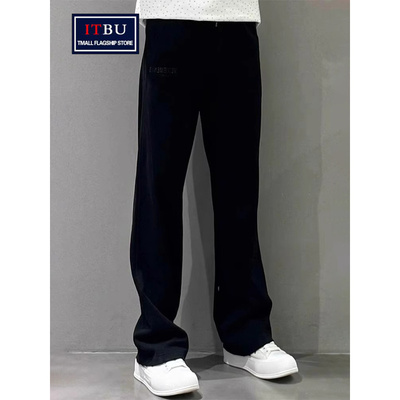 高端直筒休闲裤子男士2025新款春秋冬季加绒男裤宽松运动卫裤男款