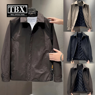 老钱风棉服外套男士2025新款秋冬装加棉加厚休闲翻领行政夹克男款