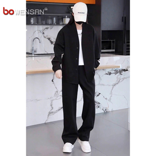 老钱风休闲运动套装男士2025新款春秋冬季高级感开衫外套裤子男款
