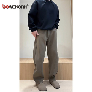 重磅卡其色弯刀卫裤男士2025新款春秋冬季男裤垂感休闲长裤子男款