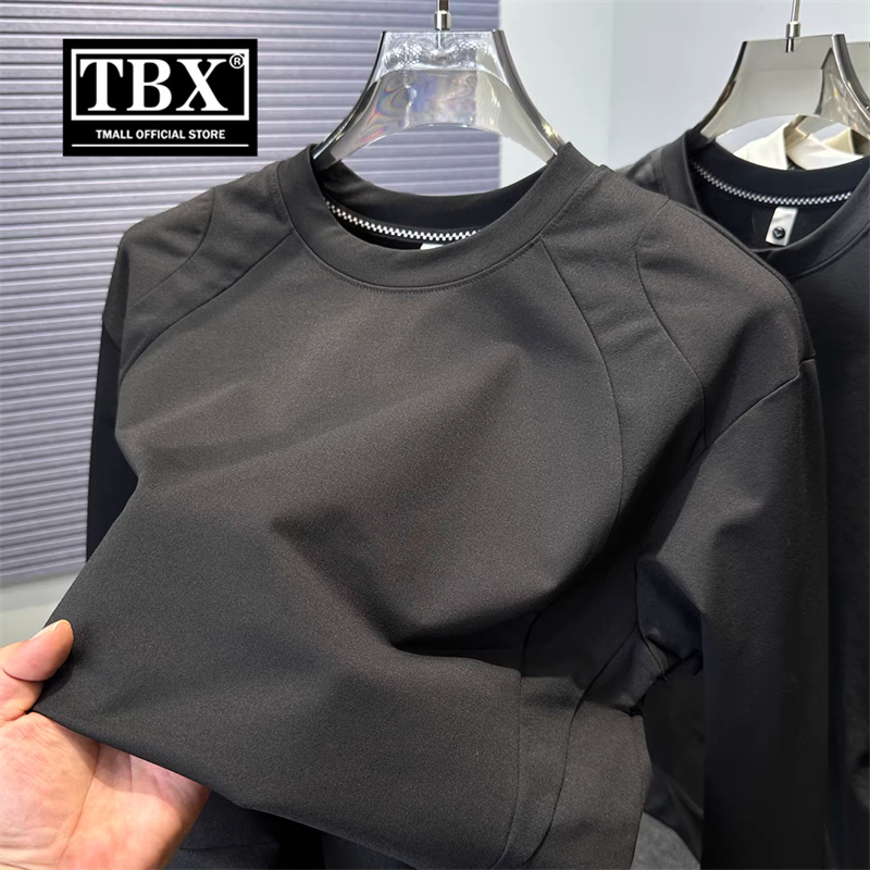 高端运动拼接圆领卫衣男士长袖t恤2025新款春秋季打底衫男款冬装