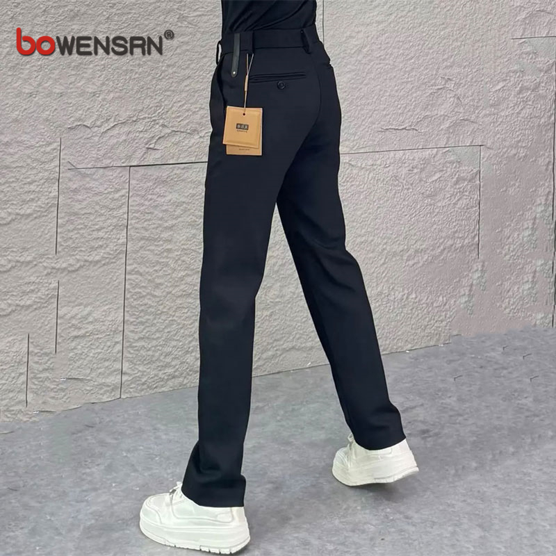 高端欧货休闲裤男士2025新款春秋冬季修身小脚西裤男裤子男款加绒