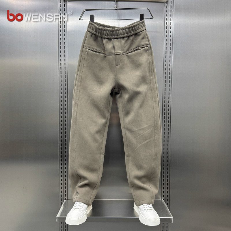 美式纯色弯刀卫裤男士2025新款春秋冬季男裤痞帅直筒休闲裤子男款