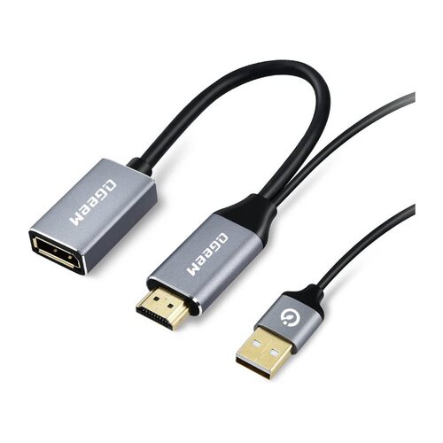QGEEM HDMI公 转 DP母+USB2.0供电 4K@60HZ电脑笔记本连接数据线