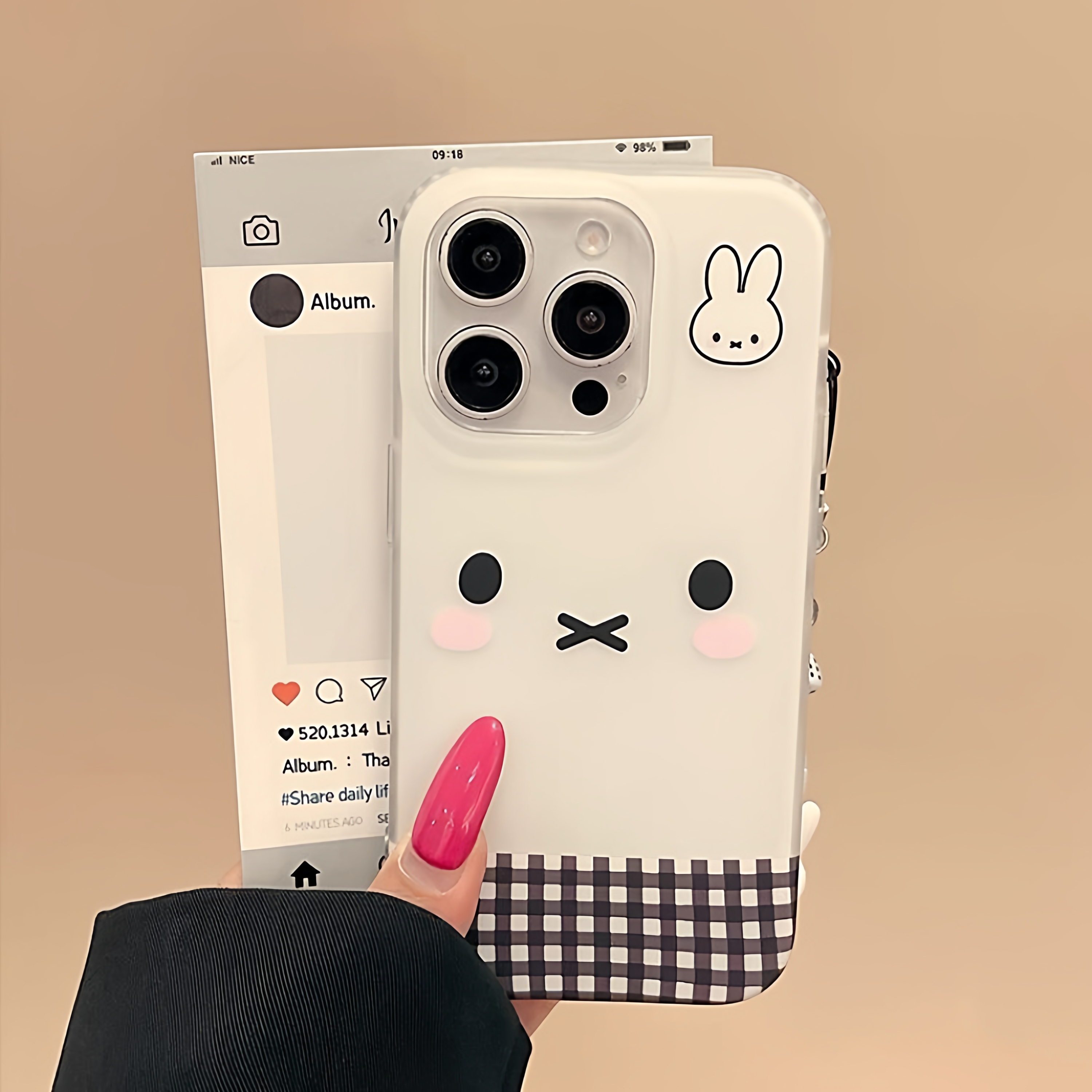 日韩格纹米菲适用iPhone17手机壳