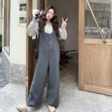 甜美风日系慵懒风灰色毛呢连体裤女2025冬季新款洋气设计感休闲裤，女装连体裤，2C251