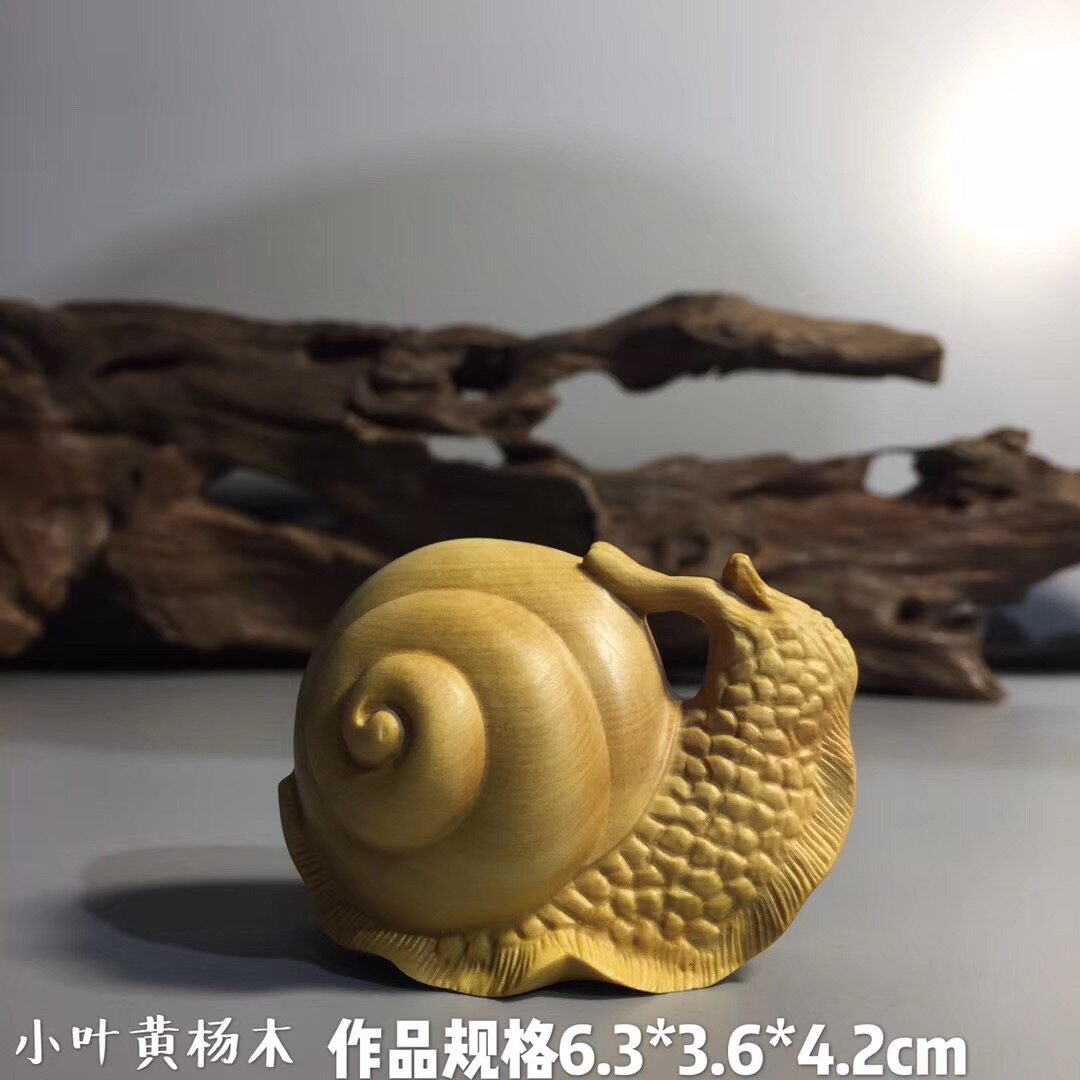 小叶黄杨木雕文玩手把件把玩雕刻工艺实木创意礼品茶宠动物蜗牛
