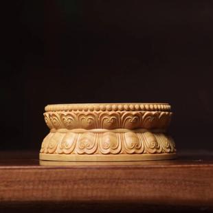 小叶黄杨木实木雕刻莲花台底座文玩手把件桌面装饰品茶宠茶台摆件