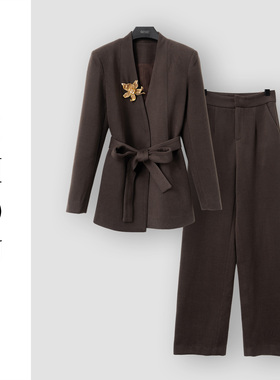 （周哥甄选）咖色时尚套装-32024