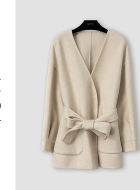 （周哥甄选）杏色毛呢外套-32748