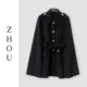 黑色毛呢外套 周哥甄选 32651