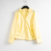 女 黄色法式 设计感花边衬衫 21026