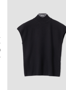 黑色半高领宽肩显瘦网红时尚休闲百搭背心-11828