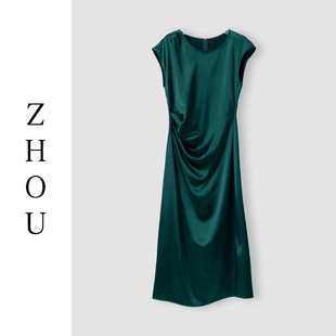 （周哥甄选）深绿色连衣裙-23417