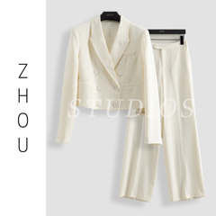 米白色气质西装轻奢套装-16609