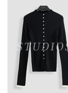 长袖针织衫毛衣女装上衣打底衫气质时尚黑色-16334