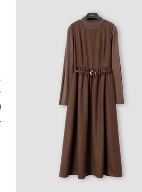 （周哥甄选）咖色连衣裙-32046