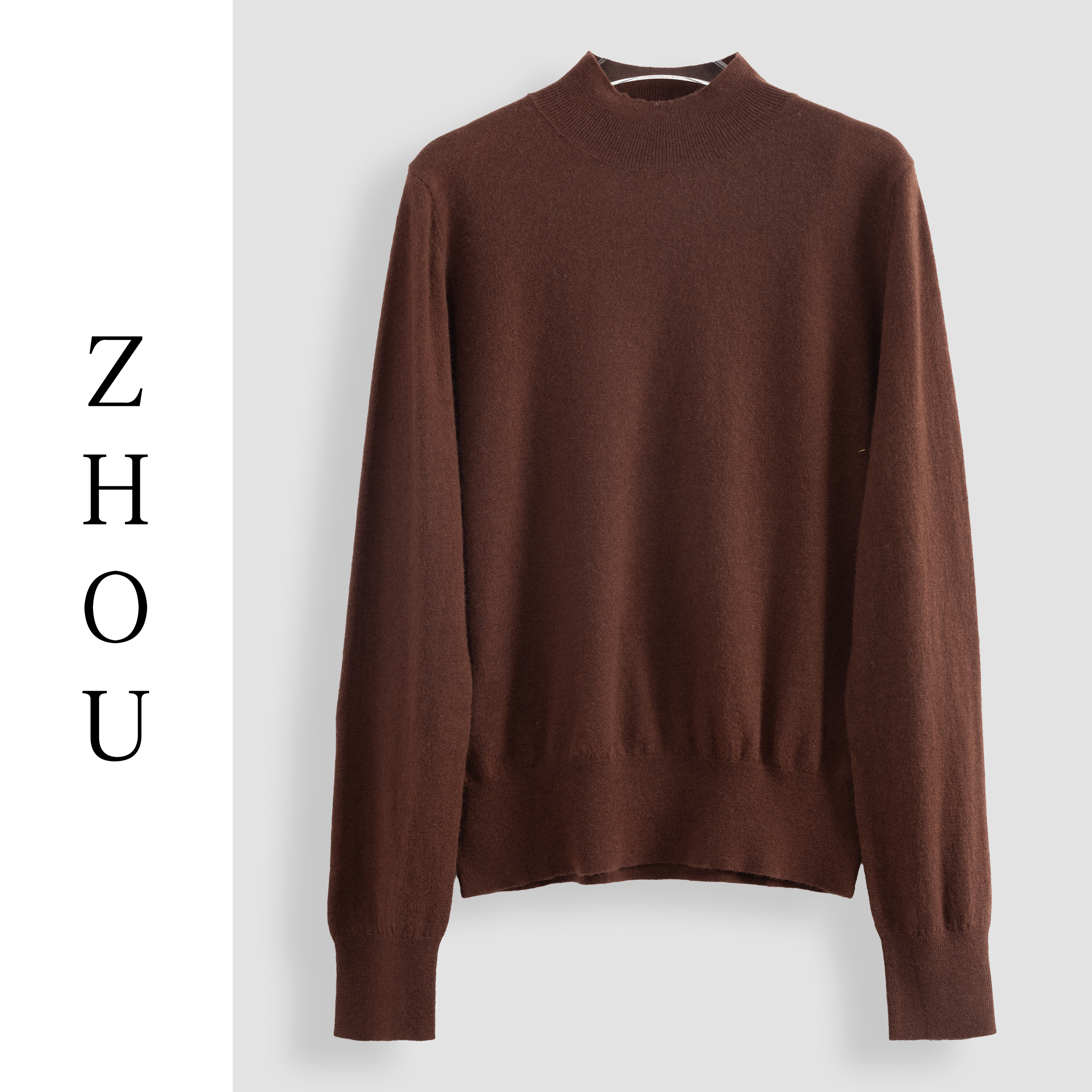 咖色软糯亲肤保暖长袖针织衫-18711