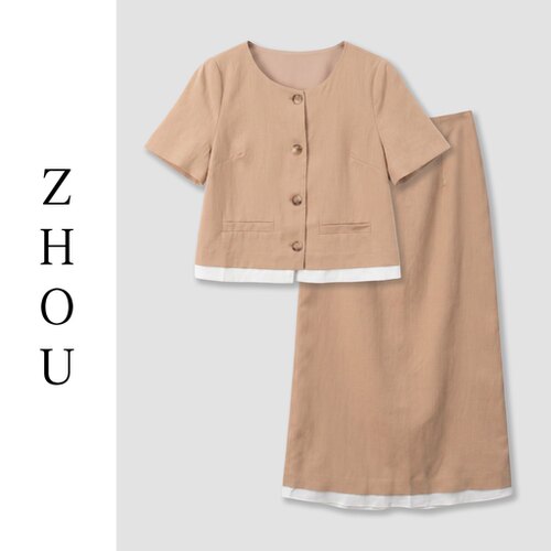 （周哥甄选）卡其色套装-72504