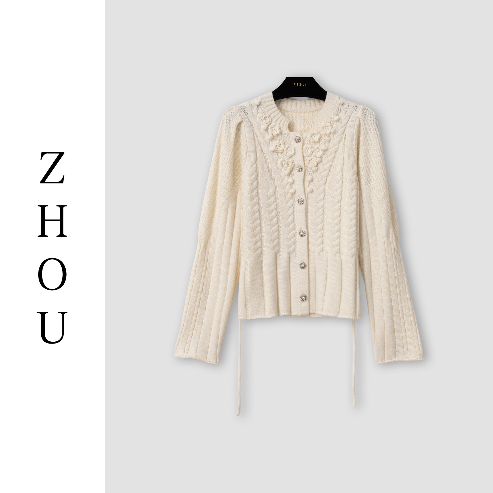 （周哥甄选）杏色针织上衣-43655