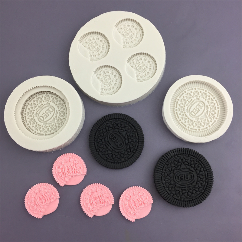 新款夹心双层奥利奥饼干造型硅胶模具石膏滴胶模巧克力翻糖造型模