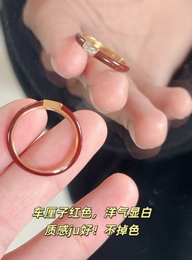 洗手不用摘，不掉色洋气红色戒指