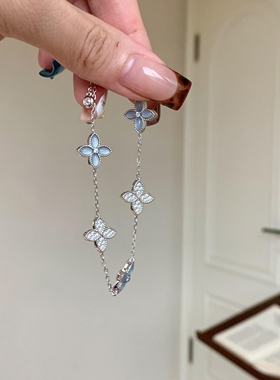 洗手洗澡不掉色，纯银四叶草手链