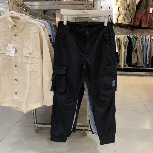 纯色束脚裤 内里网面双层休闲运动防风多口袋长裤 班尼路秋男装 正品