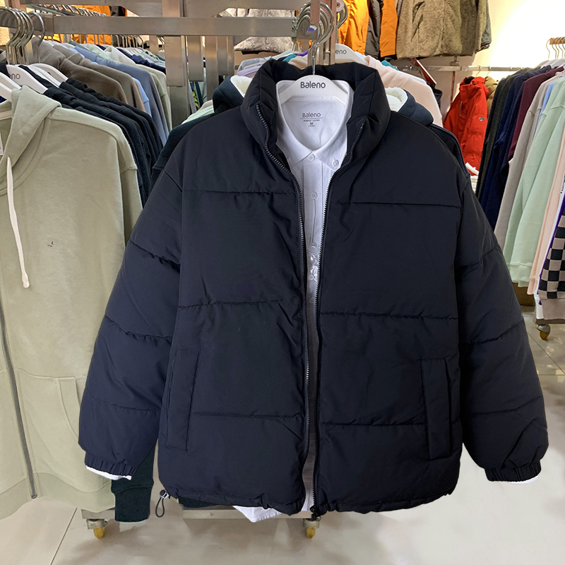 正品班尼路外套秋冬季加厚时尚面包服纯色立领百搭宽松棉衣男外套