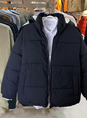 正品班尼路外套秋冬季加厚时尚面包服纯色立领百搭宽松棉衣男外套