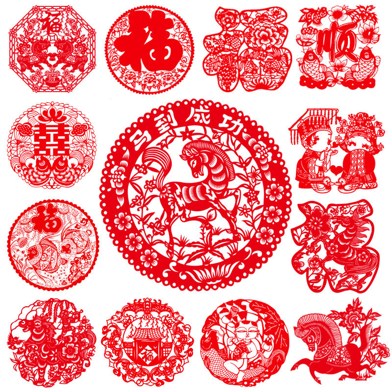 2026马年春节剪纸宣纸窗花装饰画中国风手工蔚县剪纸玻璃花鸟福字,家居饰品,桌面摆件,淘宝优惠券,粉丝福利购,淘宝优惠卷