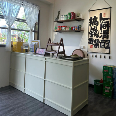 奶油风服装店收银台中岛桌吧台桌