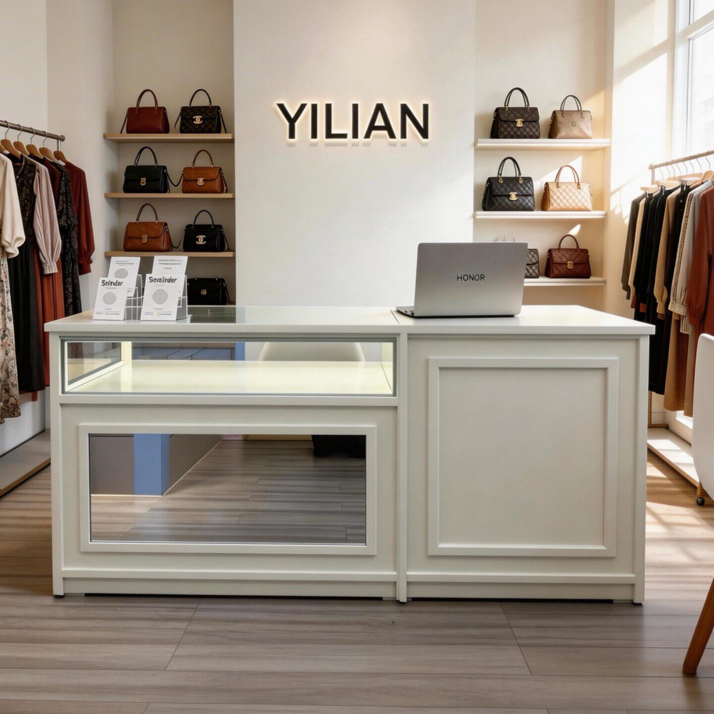 服装店收银台烤漆吧台饰品包包店铺中岛展示柜台美容店前台接待台