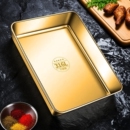 316不锈钢金色托盘方盘烧烤盘小吃盘子火锅菜盘饺子盘快餐盆餐盘