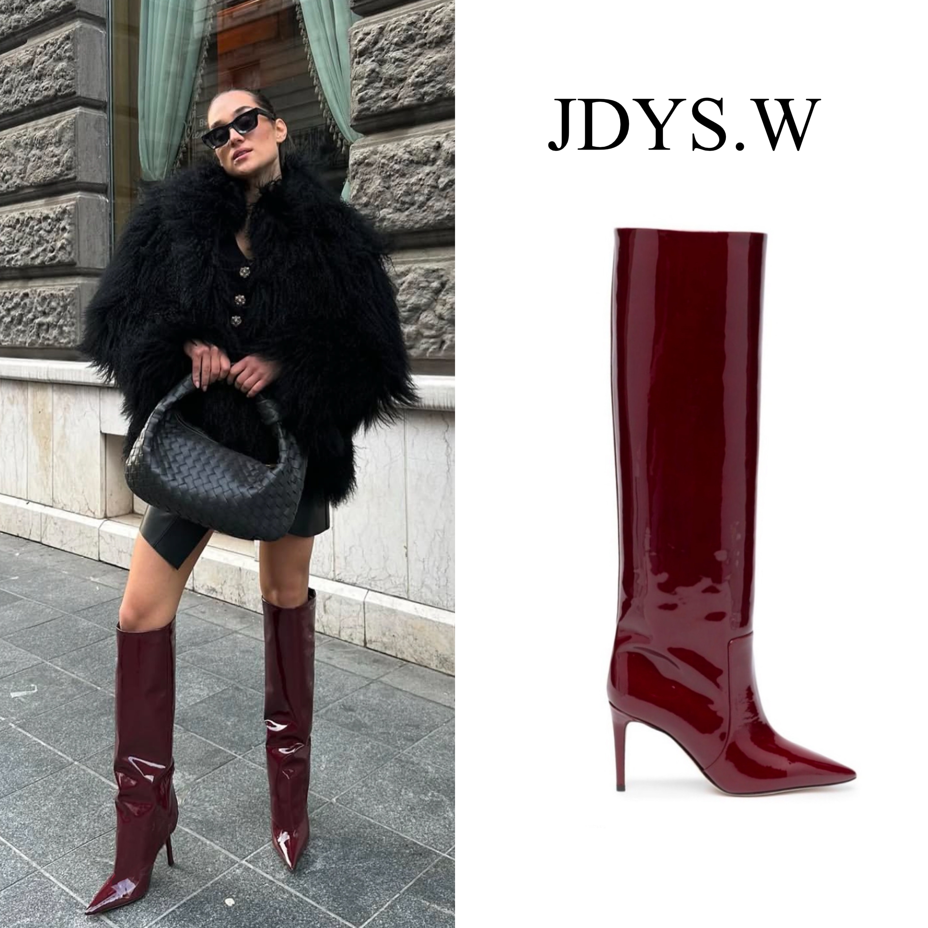 JDYS.W高级感漆皮真皮高跟长靴
