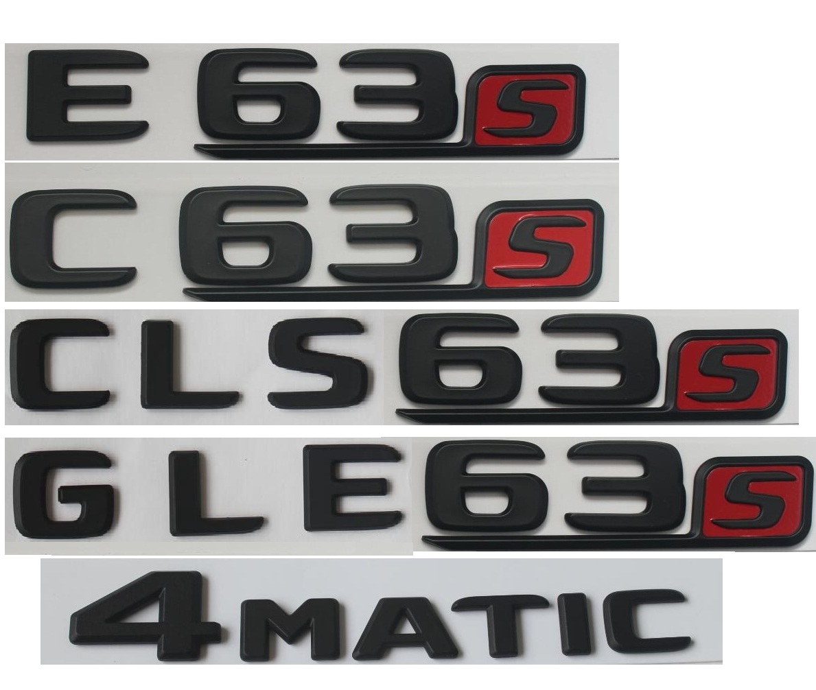 适用于奔驰黑色车标字标侧标尾标志C63s E63s GLE63s CLS63s AMG