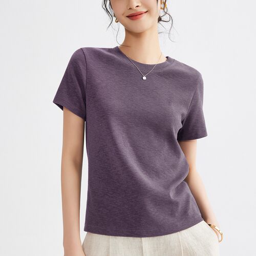圆领T恤女正肩短袖上衣修身女