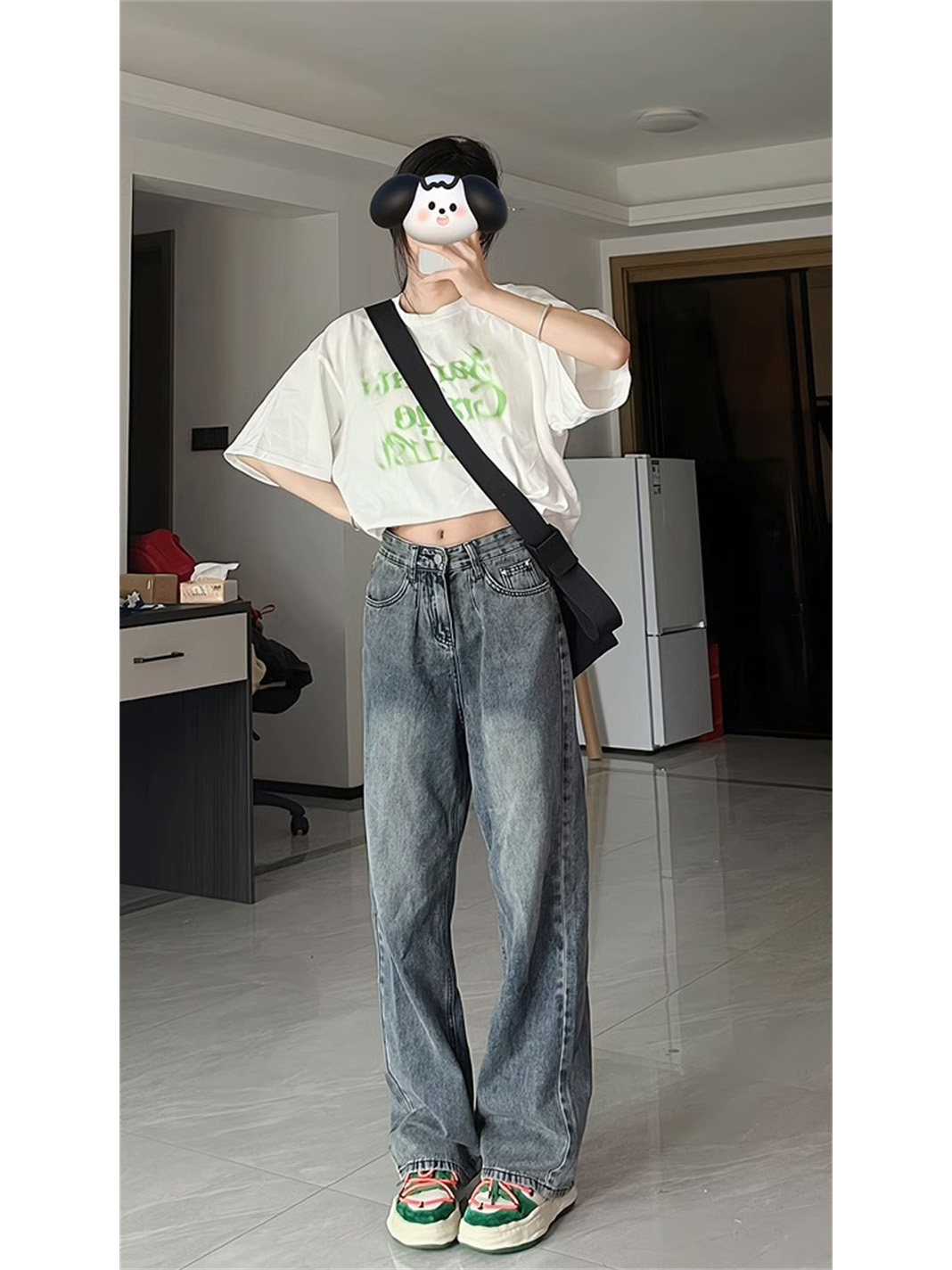 여성용 플러스 사이즈 지방 MM 봄 가을 디자인 배 모양의 하이 웨이스트 스트레이트 와이드 레그 팬츠 겨울을 위한 미국 복고풍 하이 스트리트 청바지