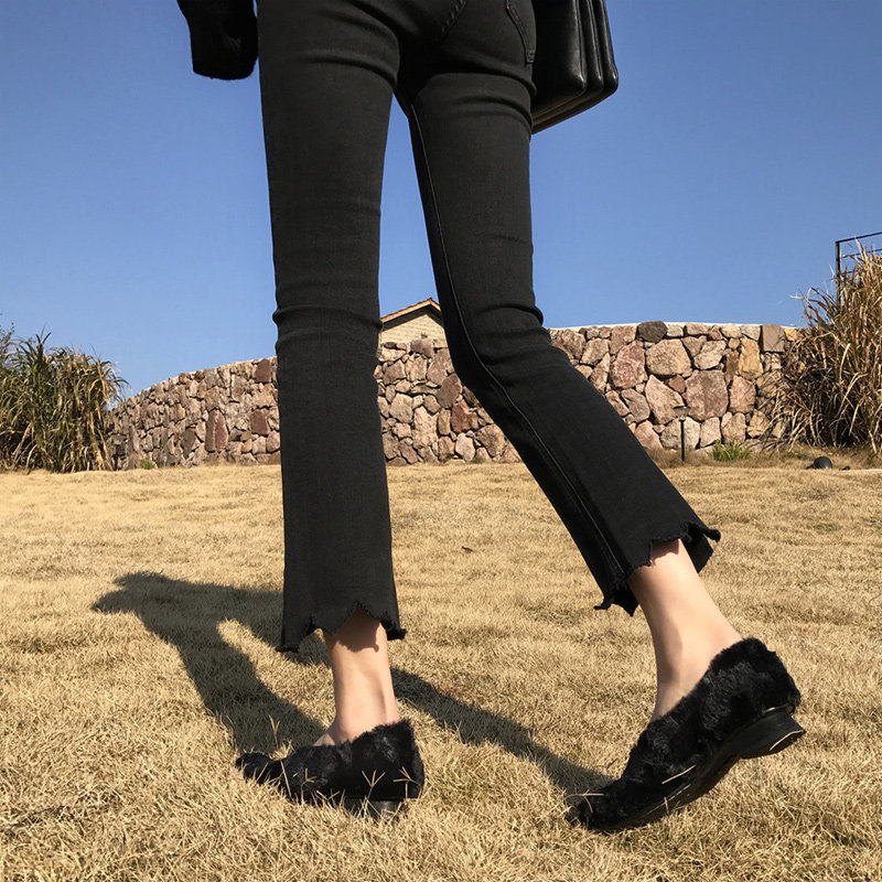 SPRING AND AUTUMN KOREAN VERSION PLUS SIZE FAT MM RETRO MICRO FLARED HIGH-WAISTED CROPPED JEANS WOMENS ELASTIC LOOSE THIN WIDE-LEG PANTS