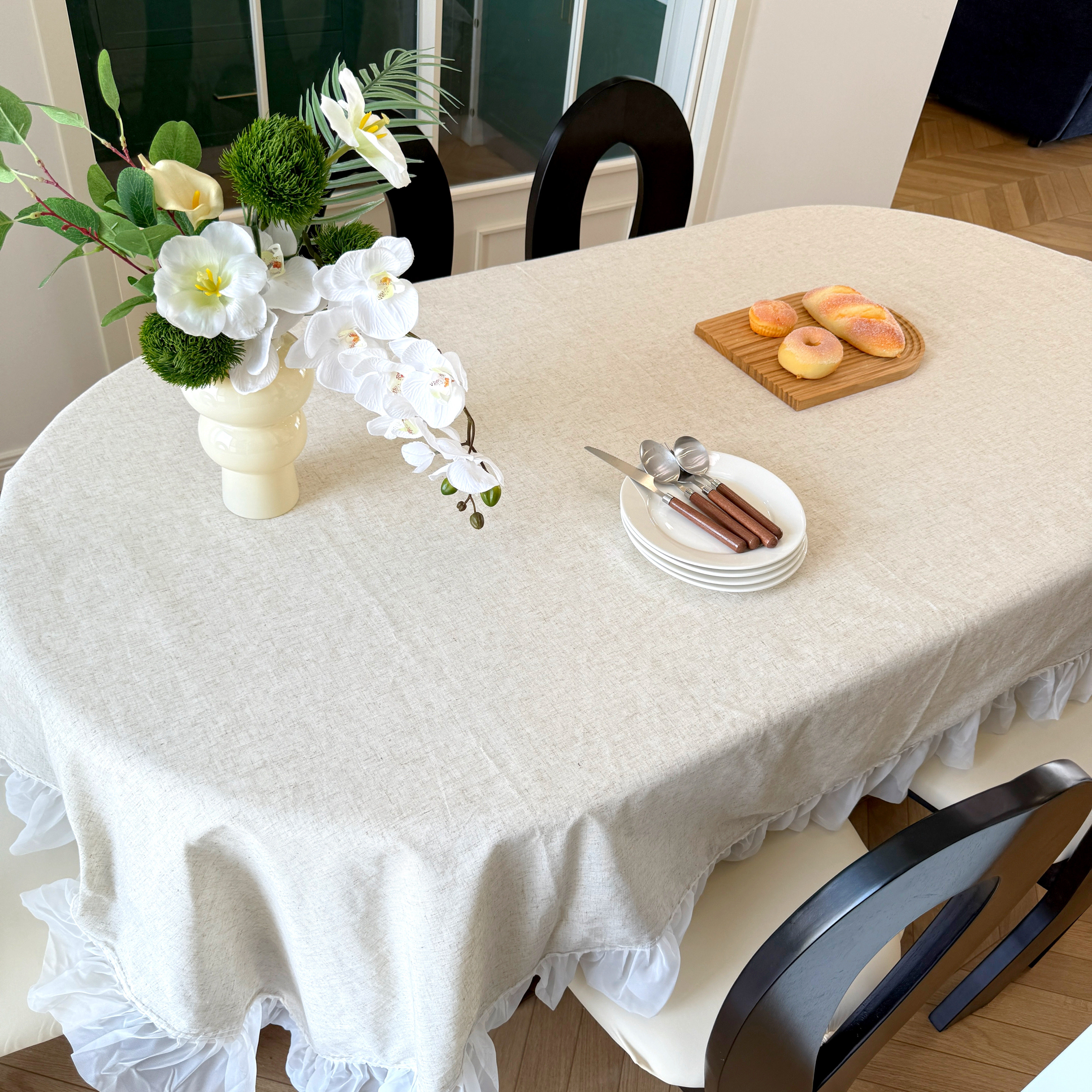 亚麻原木色布艺茶几盖巾文艺复古桌布电视柜北欧花边餐桌台布桌垫