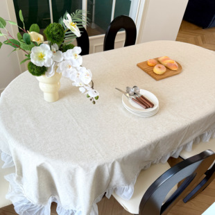 亚麻原木色布艺茶几盖巾文艺复古桌布电视柜北欧花边餐桌台布桌垫