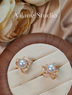 天然海水澳白9-10秀气小点位纯银开口戒指