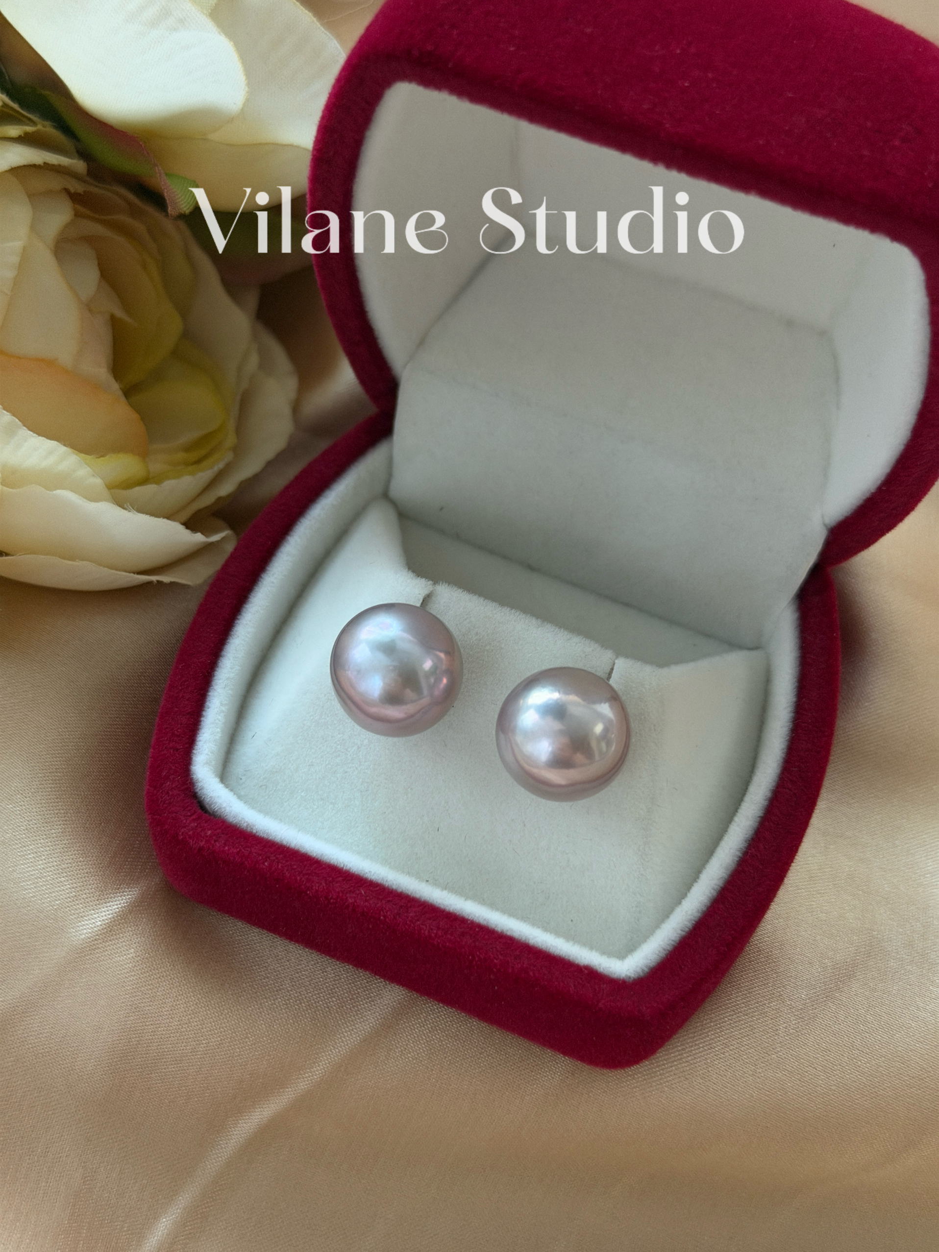 淡水13-14粉紫色曼塔素钉  气质百搭