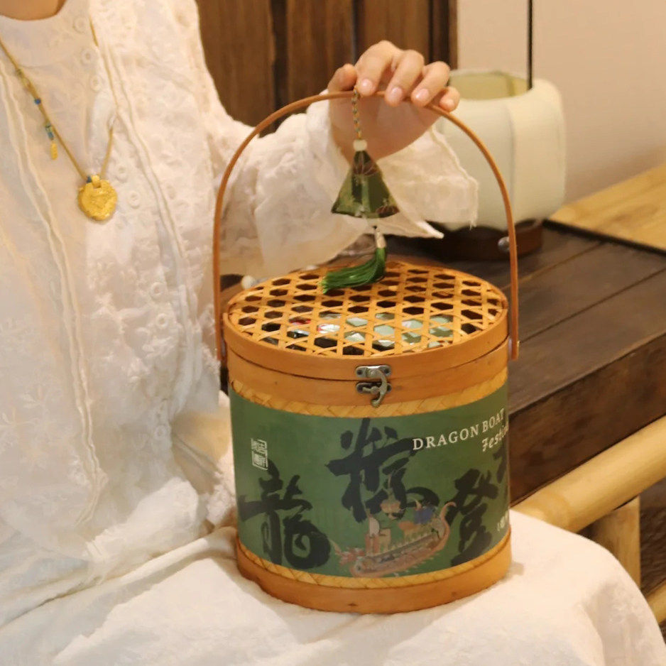 新款端午节粽子礼盒包装肉粽特产咸鸭蛋茶叶手提篮公司企业礼盒