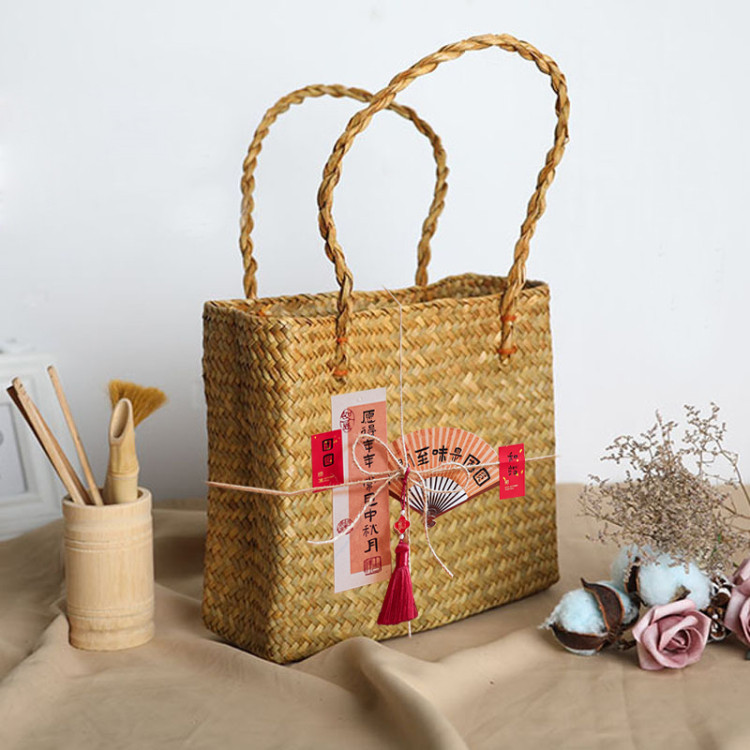 2025年新中式月饼包装盒单位酒店中秋茶叶伴手礼教师节编织手提盒