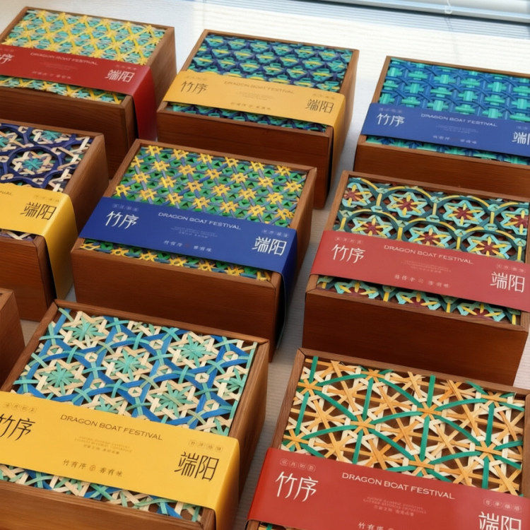 端午肉粽粽子包装盒咸鸭蛋粽子烘焙特产绿豆糕酒店包装礼品盒木盒